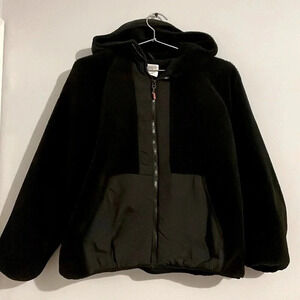 Zara kids NWOT 11-12 Sherpa Fuzzy Hoodie black zip jacket super soft & cozy
